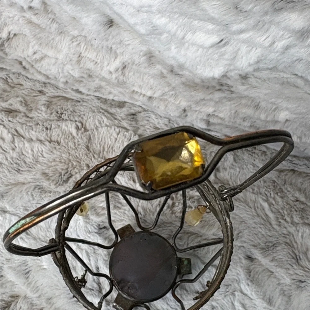 Vintage Moroccan Footed Hanging Metal Candle Holder Jar Holder
